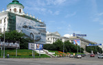adverts adorn buildings under reconstruction