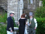 Jim and Connie come forward to give their congrats