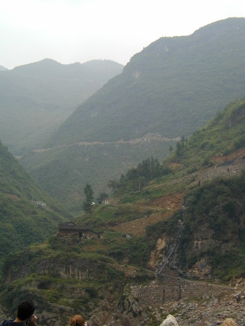Drainage system on mountainside