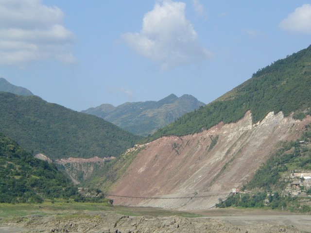 Hillside erosion between two paths