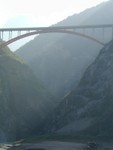 Misty bridge departing the Three Gorges
