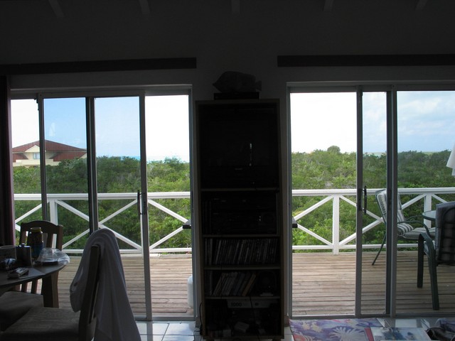 view from living room out towards back