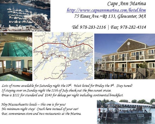 Cape Ann Marina - Great for folks flying in on Saturday! New! $112 rate for Sat. night stay