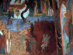 mosaics on the wall inside Cathedral of the Archangel