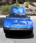 trees reflected in blue