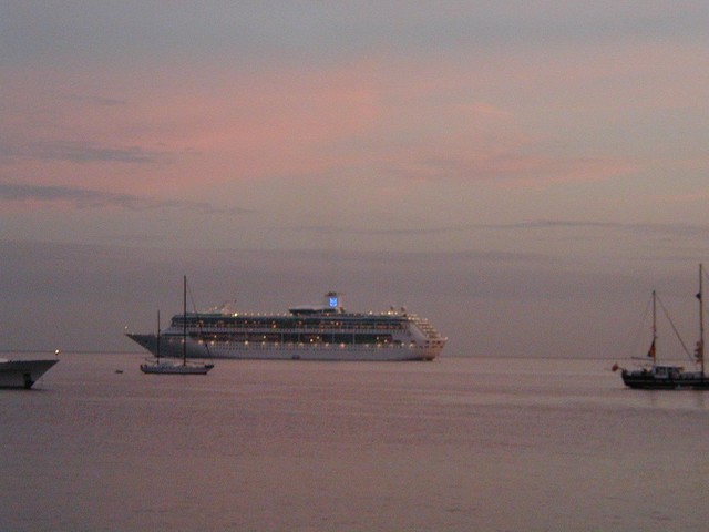 Splendor of the Seas at sunset viewed from Villefranche