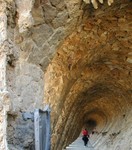 Entrance to covered walking path