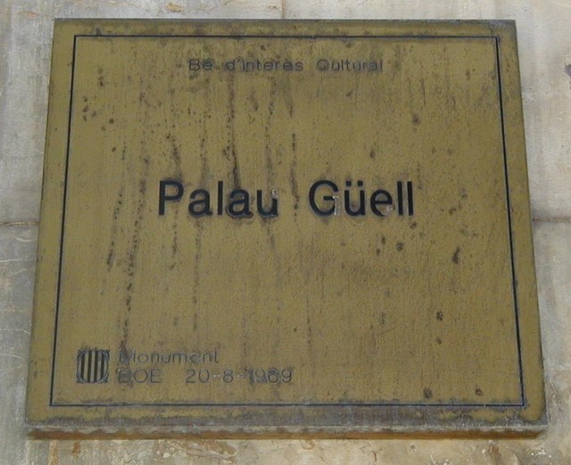 Palau Guell plaque