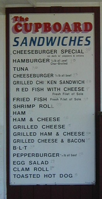 The Cupboard Sandwiches Menu at Stage Fort Park