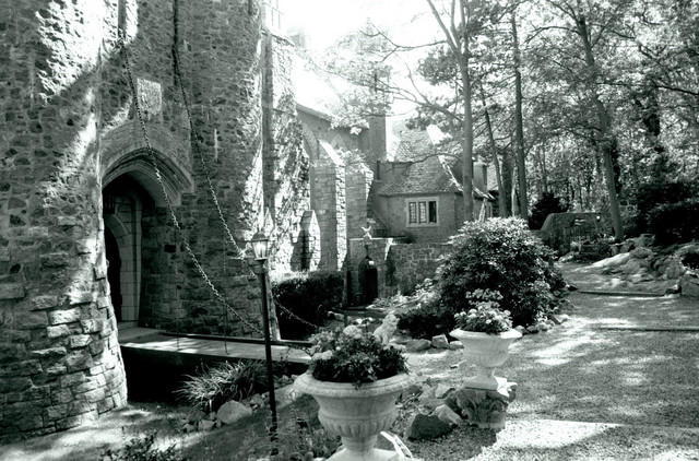 courtyard in black and white