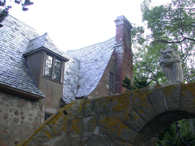 side of castle near front entrance