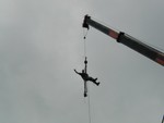 hanging ten from the crane