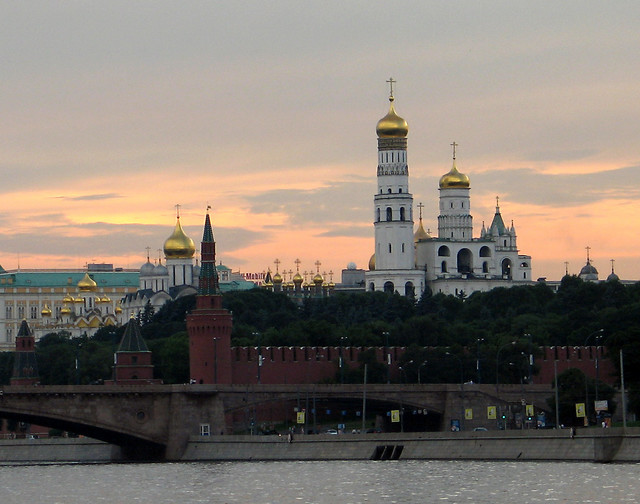Kremlin viewed from the Moscow River at sunset