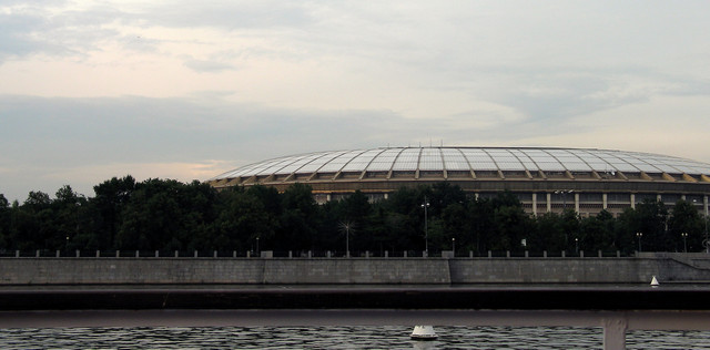 Luzhniki Stadium viewed from the Moscow River