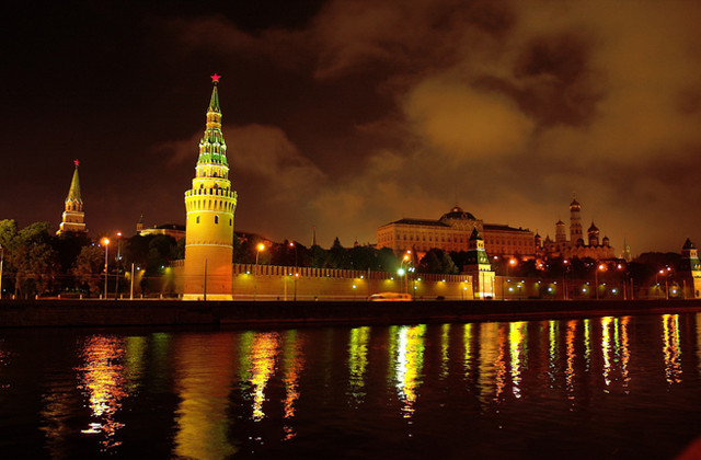 Moscow lights on the water
