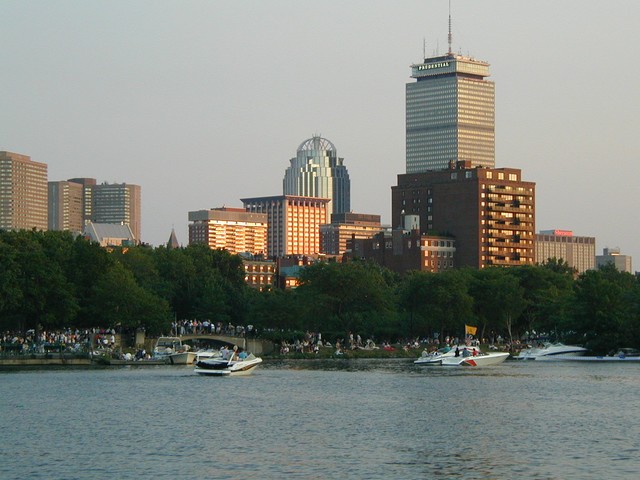 jeff wades snaps the Pru on the Charles River