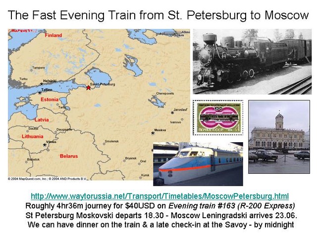 Evening train from St Petersburg to Moscow