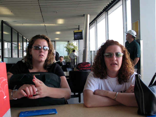 Toni and Jen at the airport in Amsterdam