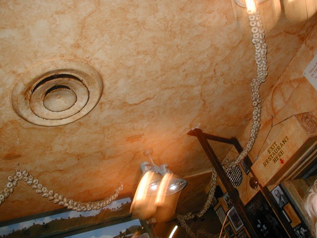 garlic ropes decorate the ceiling
