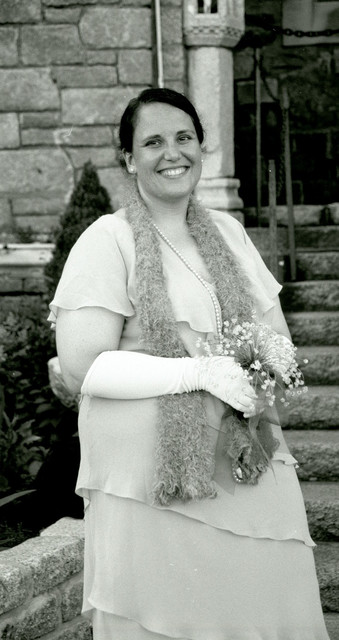 Sarah with the crystal bouquet