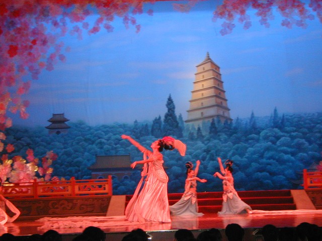 Beautiful background and dancers on stage.