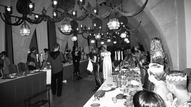 black & white of the hall