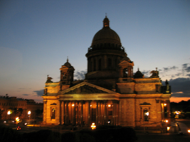 night view of St Issacs Cathedral