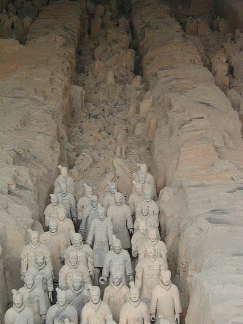 Tightly packed, partially restored, Terra Cotta Warriors