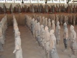 Rows of warriors, mostly restored