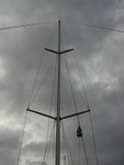 Storm clouds brewing above mast