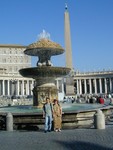 Joe and Ren at the fountain in Piazza San Pietro