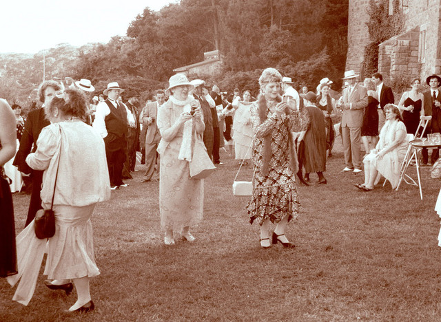 Three Aunts on the lawn
