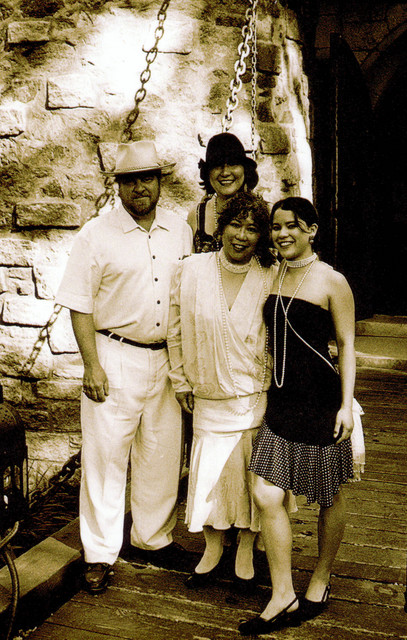 Dave Georgia Lisa Nicole at drawbridge in sepia