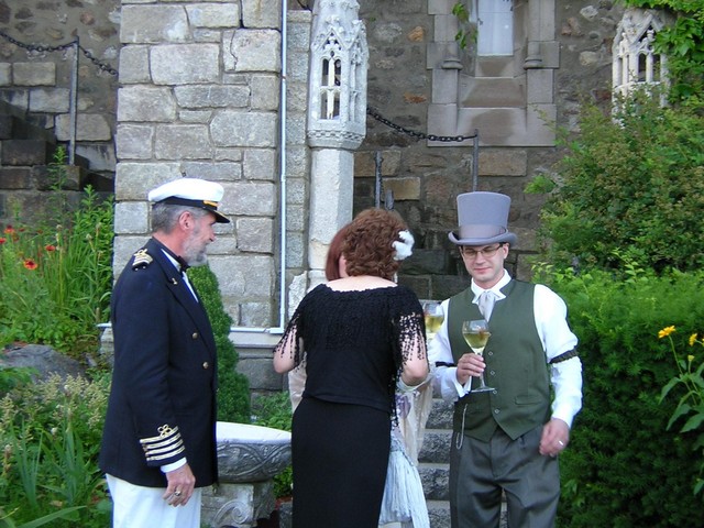 Jim and Connie come forward to give their congrats