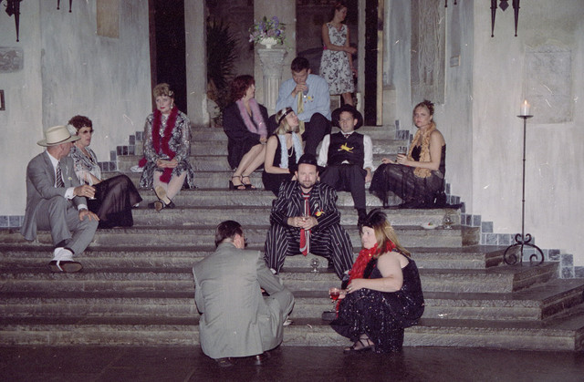 Conversations on the steps in the Great Hall
